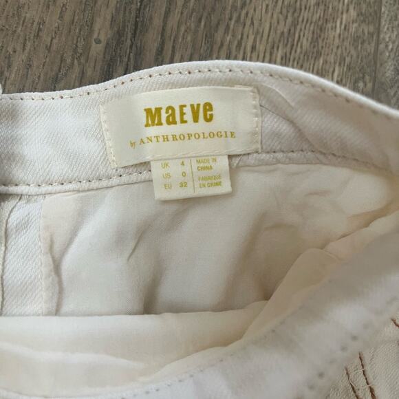 Maeve Anthropologie Parkland Denim A-Line Midi Skirt Cream Size 0 - Picture 7 of 9